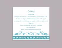 wedding photo -  DIY Wedding Details Card Template Editable Word File Download Printable Details Card Aqua Blue Details Card Elegant Information Cards
