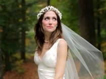 wedding photo - Bridal Floral Crown, Floral Wreath, Wedding Accessories, Pearl Floral Wreath, Hair Vine,, Style No. 4103