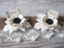 wedding photo - Bride and Groom Paper Flower Place Cards