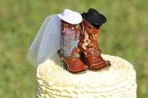 wedding photo - Western Boot Cake Topper  -  shabby chic, outdoor, cottage chic