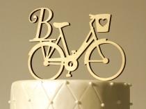 wedding photo - Bike Bicycle Monogram Cake Topper - Letter of Your Choice