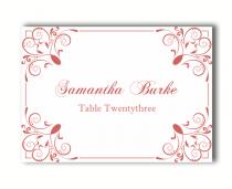 wedding photo -  Place Cards Wedding Place Card Template DIY Editable Printable Place Cards Elegant Place Cards Red Place Card Tented Place Card