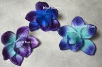 wedding photo - Blue Purple Orchid Blooms Cake Toppers Decoration Flowers White Green Pink Flower Heads Real touch Flowers for Silk Wedding Bridal bouquets