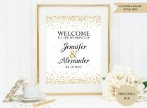 wedding photo - Wedding welcome sign (PRINTABLE FILE) - Gold wedding welcome sign - Welcome sign wedding - Welcome to our wedding sign