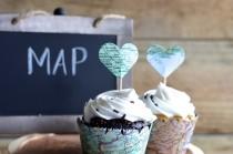 wedding photo - Vintage Map Cupcake Wrappers, perfect for your adventure!