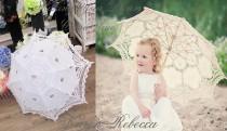 wedding photo - For Wedding Flower Girl Handmade Ivory Battenburg Lace Vintage Umbrella Parasol