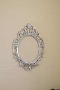 wedding photo - Silver Baroque frame-Photo booth Prop- Silver Large Oval Ornate Wedding Frame Only