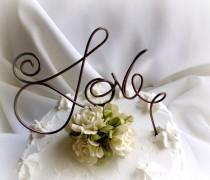 wedding photo - Modern Engagement Cake Topper, Rustic Wedding Decor, Love