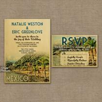 wedding photo - Mexico Wedding Invitation - Printable Vintage Mexican Wedding Invites - Retro Mexico Wedding Set or Solo VTW
