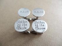 wedding photo - 2 Sets of Cufflinks - Father of the Groom - Father of the Bride - Personalized Cufflinks - Wedding Jewelry