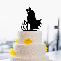 wedding photo - Batman And Catwoman Cake Topper-Custom Cake Topper-Wedding Cake Topper-Couple Silhouette-Personalized Cake Topper-Silhouette Kiss Toppers