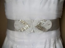 wedding photo -  SALE - Beautiful Silver and White Beaded Bridal Sash