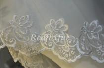 wedding photo - Single Bridal Veil - 1.5cm lace veil - Alencon lace veil - bridal wedding accessories - white ivory