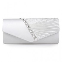 wedding photo - Pleated Crystal-Studded Satin Handbag