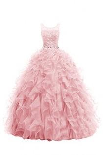 wedding photo -  Blush Pink Ball Gown Beaded Wedding Dress