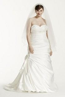 wedding photo -  Plus Size Satin Mermaid Wedding Dress with Bow Detail