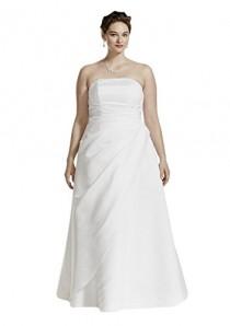 wedding photo - Plus Size Satin Asymmetrical Skirt Plus Size Wedding Dress