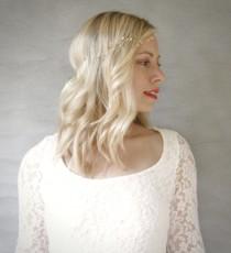 wedding photo - Simple Gold and Freshwater Pearl Wavy Bridal Hair Vine. Wedding Hair Vine Accessory. Veil Alternative.