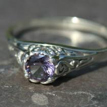 wedding photo - Alexandrite Ring, Sterling Silver Filigree Ring , June Birthstone, Antique Style Ring, Purple Ring,   by Maggie McMane Designs
