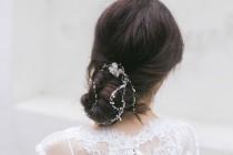 wedding photo - Bridal Headpiece, Wedding Hair Piece, Bridal Hair Chain, Bun Hair Wrap , Opal Headpiece, Bridal Hair Vine