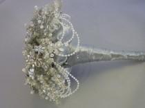 wedding photo - Great Gatsby wedding bouquet, 1920's style wedding bouquet, Flower brides bouquet, Brooch bouquet, Silver bouquet, beaded bouquet, dragonfly