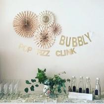 wedding photo - BUBBLY banner. In gold glitter. Other colors available!