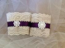 wedding photo - Purple and Ivory Napkin Holders for Country Weddings, Bridal or Baby Showers - Engagement/Rehearsal/Wedding Table Decor - Set of 25