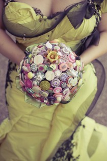 wedding photo - The Curiouser and Curiouser Button Bouquet Wedding  - Alice in Wonderland