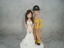 wedding photo - Personalized Firefighter Wedding Cake Topper