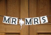 wedding photo -  MR & MRS Wedding Banners Date Signs Sweetheart Table Banner Rustic Chic Wedding Decor Bridal shower