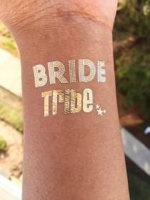 wedding photo - FREE SHIPPING Temporary Tattoo Favor, Set of 10 Bachelorette party favor,bride tribe tattoo,bachelorette tattoo,gold tattoo, party tattoo