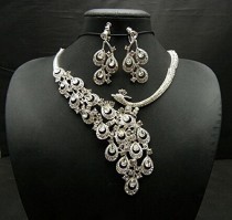 wedding photo -  Peacock  Rhinestone Necklace and Earrings Set