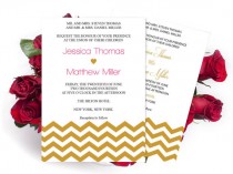 wedding photo -  Wedding Invitation Templates - Gold Chevron Printable Wedding Invitation Template - 5 x 7 Editable PDF - Instant Download - DIY You Print