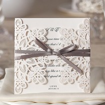 wedding photo -  50 Laser Cut Wedding Invitations with Bow knot