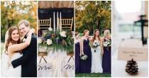 wedding photo - Elegant, Woodsy Wedding with gorgeous birch, pine cone & pine wreath details!