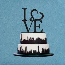 wedding photo - Love Wedding Cake Topper,Custom Heart Love Cake Topper,Romantic Wedding Cake Topper,Modern Cake Topper,Unique Wedding Cake Topper