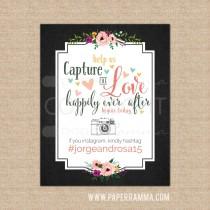 wedding photo - Wedding Hashtag Sign Capture the Love Wedding Sign, Happily Ever After Begins Today Custom Hashtag // DIY Digital Printable // W-S13-1PS QQ7