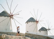 wedding photo -  Greek engagement session amongst the windmills