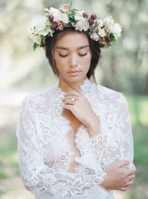 wedding photo -  Bridal Braid Inspiration with a Floral Crown