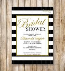 wedding photo - Black and White Stripes Bridal Shower Invitation, Coco Chanel Inspired Invite, Hens Party, Bachelorette Party, DIY Printable Digital