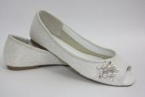 wedding photo - Wedding Shoes - Lace - Flats - Lace Wedding Shoes - Wedding Flats - Peep Toe Lace Flat - Choose From Over 100 Colors - Custom Color Parisxox