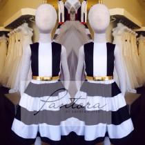 wedding photo - Black and white striped flower girl dresses