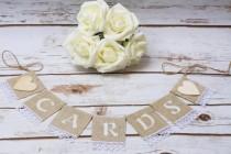 wedding photo - Cards Banner Wedding Cards Sign Banner Burlap Cards Garland CArd Box Wooden Hearts Banners