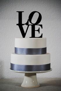 wedding photo - LOVE Wedding Cake Topper, Philadelphia LOVE Wedding Cake Topper, Modern Wedding Cake Topper, Unique Wedding Cake Topper- (S042)