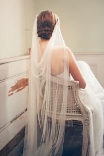 wedding photo - Wedding Headpiece - Bridal Veil - Boho Ivory Veil - Floor Length Wedding Veil - Bohemian Wedding - Beach Wedding Veil - VIOLA