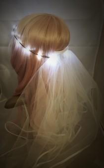 wedding photo - Bridal Veil LED Crown, perfect for bachelorette parties, festival weddings, night ceremonies, wedding receptions, bridal gift