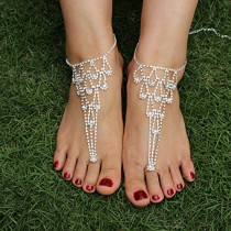 wedding photo -  2 pc. Rhinestone Barefoot Sandals Wedding Jewelry