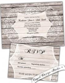 wedding photo - Lace and wood wedding invitations. Rustic wood wedding invitations. Printable rustic Wedding Invitations. Diy wedding invites.