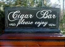 wedding photo - Painted Cigar Bar Sign Rustic Wedding Sign Wood Sign Painted Cigar Bar