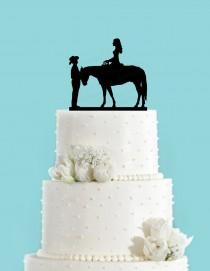wedding photo - Country Wedding Couple and Horse Acrylic Wedding Cake Topper